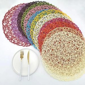 Placemats Gehaakt Breien Rond Geweven Plaats Papiervezel Placemats Holle Decoratieve Placemat Eetkamer Decor Voor Thuis