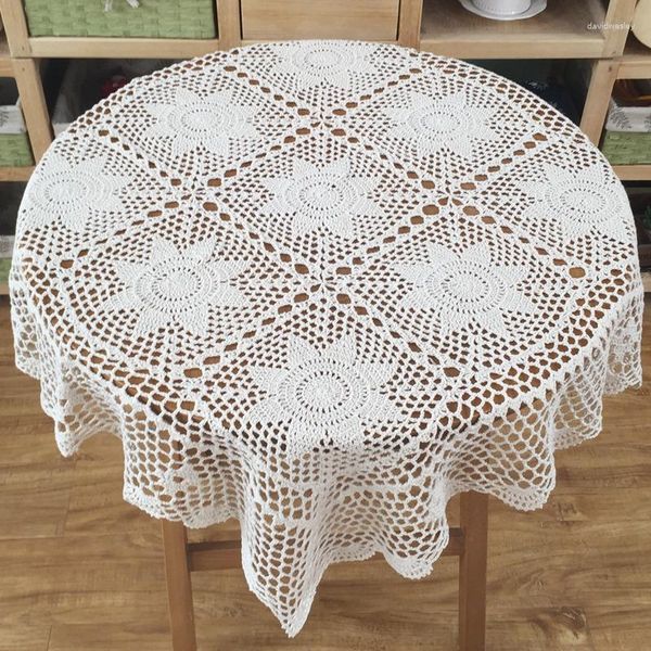 Tapis de table Crochet Nappe Ronde Vintage Topper Napperon en Dentelle Fait Main 90cm (35.5