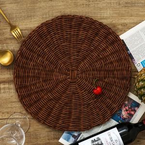 Tapis de Table résistant à l'usure, pratique, résistant à la chaleur, faux bol tissé en rotin, napperon pour la cuisine