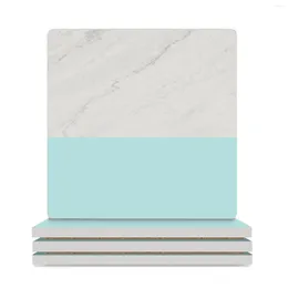 Tapis de Table avec Texture de marbre bleu, sous-verres (carrés) en céramique, motif esthétique, pour ensemble de vaisselle personnalisé