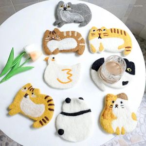 Tafelmatten schattige cartoon wol vilt kitten eend placemat home po rekwisieten creatieve geschenken keuken mat cup wad koffie handgemaakt