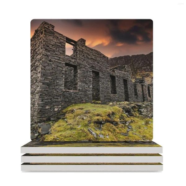 Table Mats Cwmorthin Slate Ruine Coresters en céramique (carré) Café Kawaii pour tasses