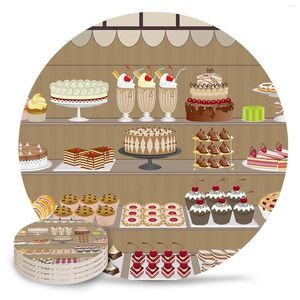 Tafel matten dessert cake brood keramische set keuken ronde placemat luxe decor koffie thee cup coasters