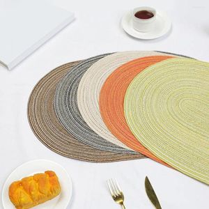 Table Mattes Plate-assiettes Protégeurs anti-échec de coton tissé élégant Coton Placemats Ellipse Design pour la maison