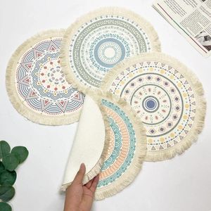 Table Mats Dinning Cotton Cover Broidered Clost Elegant Round Round Coed Coasters Coasters Party Decor de mariage