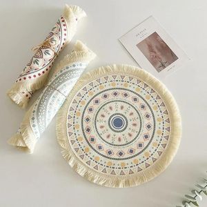 Table Mats Dinning Cotton Cover Broidered Clots Elegant Round Round Coffee Coasters Coasters Party Party Mariage Décoration