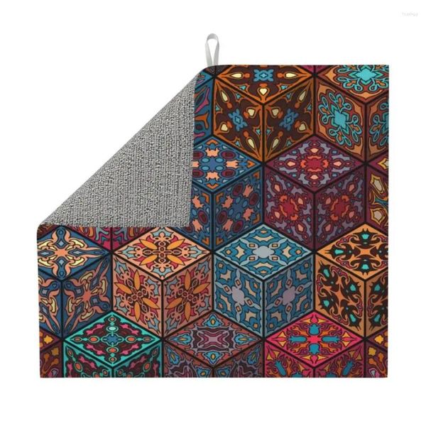 Tapetes de mesa, tapete para escurrir platos, bohemio, Floral, Mandala, cubo, cocina, vajilla de secado, lavavajillas