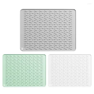 Tapis de Table en Silicone, tampon de séchage de la vaisselle, résistant à la chaleur, Flexible, Anti-brûlure, égouttoir, tapis d'évier pour comptoirs, fournitures de cuisine