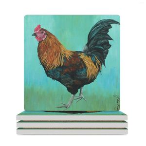 Tafelmatten Dozy The Cockerel Ceramic Coasters (Square) Christmas Cup Pads voor koffiemokken