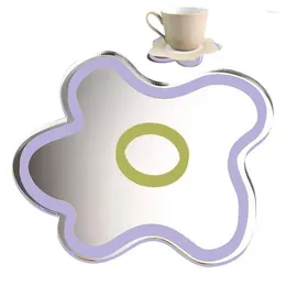 Tapis de Table sous-verres en acrylique résistant à la chaleur, tasse à miroir à fleurs, protection de bureau, café pour cuisine, Bar, café, ferme