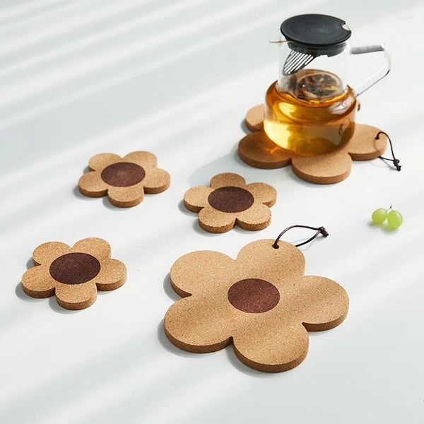 Tapis de Table sous-verres en liège décoratif pour la Protection de la Table, Pot en bois résistant à la chaleur, tapis de tasse, napperon de tasse à café