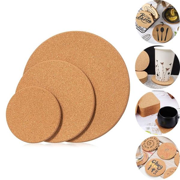 Tapis de Table porte-boisson et café, décor en bois, tasse à thé ronde de 3/4/5mm, tasse de cuisine en liège épais naturel pour la vaisselle