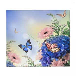 Tafelmatten droogmat blauwe hortensia's en vlinder boeket warmte isolatie houder schotel cup draining kussen keukengerei