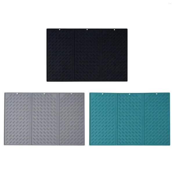 Tapis de Table, tapis de séchage, tapis d'évier, planche à ustensiles, support de Pot pliable, plateau de cuisine, plat en Silicone à séchage rapide