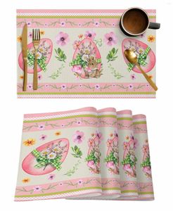 Tapis de Table en forme d'œuf de pâques, motif Floral, aquarelle, rose, napperon pour fête de mariage, vacances, accessoires de cuisine, serviette