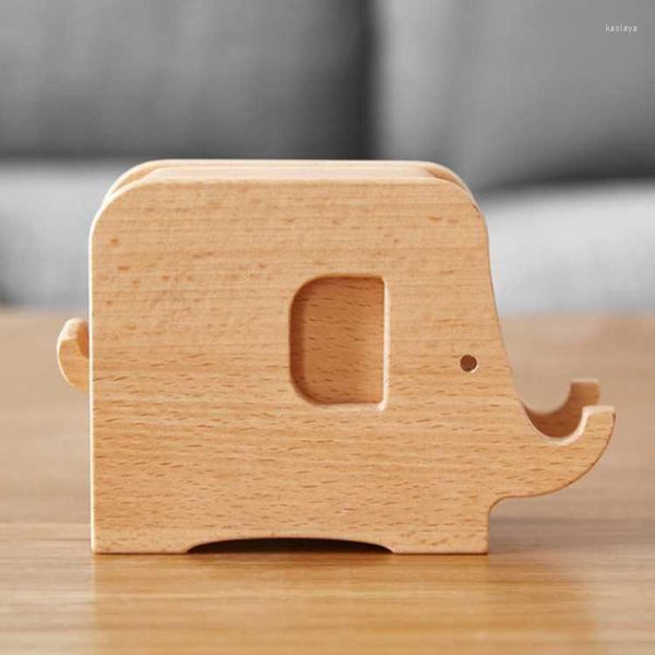 Tapetes de mesa de madera maciza con elefante, almohadilla de aislamiento práctica de escritorio nórdico de madera maciza, soporte creativo para teléfono móvil, alfombrilla para sartén de cocina para el hogar