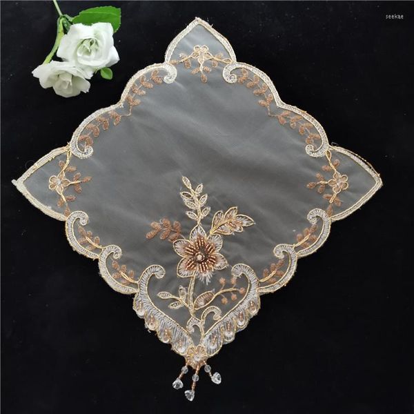 Tapis de table Style européen dentelle pendentif carré fruits nourriture petits meubles couverture tissu café tapis noël mariage décoration