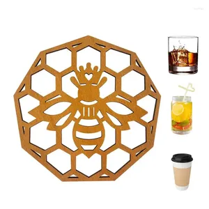 Tapis de Table sous-verres de ferme pour café, creux en bois rustique, motif abeille et papillon, tasse empilable, Bar de cuisine