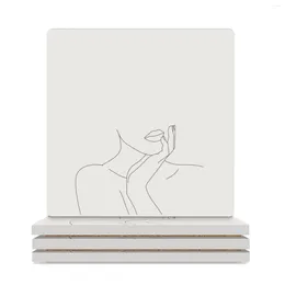 Table Mats Illustration de figure féminine - Myra Ceramic Coasters (carré) boit des ustensiles de maison Cuisine mignonne