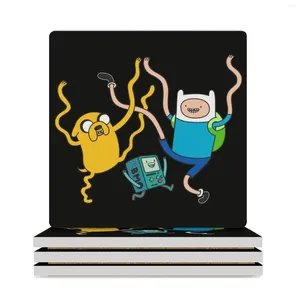 Tafelmatten Finn Jake BMO Party Ceramic Coasters (Square) Tea Cup Holders White Original Holder