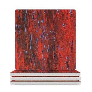 Tapis de Table Firefly Sea (bleu sur rouge) I/III, sous-verres en céramique (carrés), tapis de tasse personnalisé