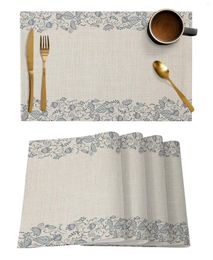 Placemats Bloemen Eenvoudige Etnische Stijl Placemat Voor Eetservies 4/6 Stuks Keuken Schotel Mat Pad Aanrechtblad Woondecoratie