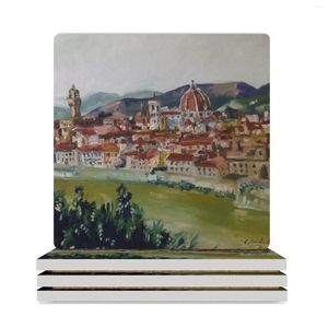 Tafelmatten Florence's Morning Ceramic Coasters (Square) Cup pads Theepot Mat Stand