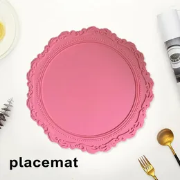 Placemats Food-grade siliconen placemats reliëf bloempatroon servies mat voor home decor bescherming vintage kanten vaas