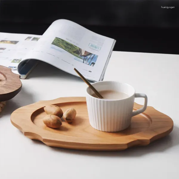 Tapis de table en bois massif français, plateau en dentelle Antique, noyer noir, assiette occidentale, Style bois, petit déjeuner, Dessert, café