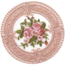 Tischsets Französisch Vintage Stickerei Blume Runde Spitze Ausgehöhlte Wärmedämmungsmatte Dinner Po Requisiten