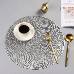 Tafelmatten goud zilverachtige ronde placemats keuken pvc voor eettafels drink onderzetters set koffiekopkussen el restaurant cadeau