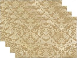 Sottopiatti Fiori Dorati Classicismo Barocco Posto Per Sala Da Pranzo Cucina Lino Lavabile Isolamento Termico 12x18 In 4 PZ