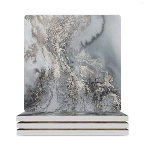 Table Mats de table Gris et Silver Marble Ceramic Coasters (carré) Tasse de tasse de fleurs