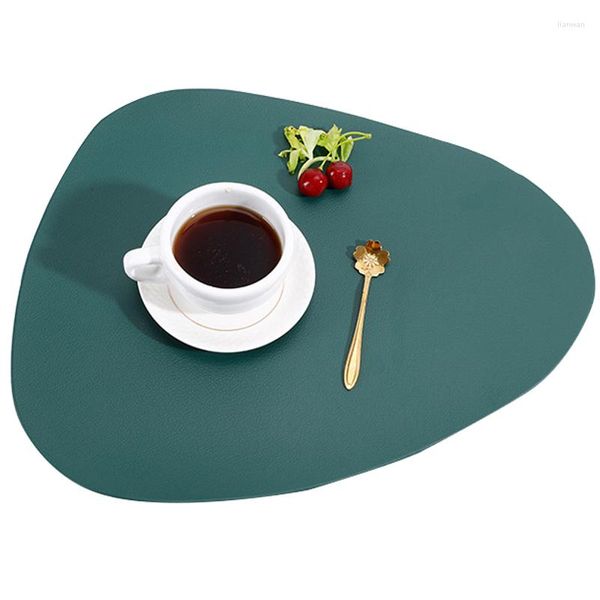 Sets de table en cuir PU gris Sets de table pour tapis antidérapant imperméable à l'eau Tasse Vin Vaisselle Pad Serviette Cuisine