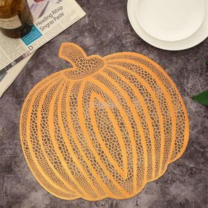 Placemats Halloween Pompoen Gouden Amerikaanse Placemat Uitsparing Isolatie Antislip Pvc Koffie Decoratieve Keuken Creatieve 4pcs1807