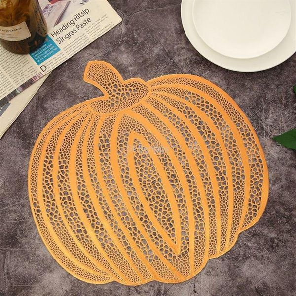 Tapis de table Halloween Citrouille Doré Américain Napperon Découpe Isolation Antidérapant Pvc Café Décoratif Cuisine Créative 4pcs3169