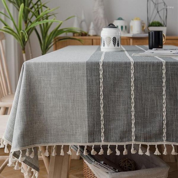 Manteles de mesa bordados a mano, mantel de lino y algodón, tapete decorativo nórdico INS grueso para comedor, fiesta y fiesta
