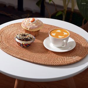 Tafelmatten handgeweven rattan placemats voor koffiekopje mat milieuvriendelijke eetdecoratie natuurlijke keukenaccessoires