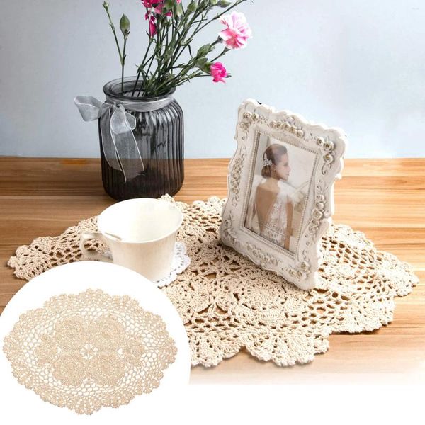 Tapetes de mesa hechos a mano, Mantel Individual de flores de ganchillo, tejido de algodón puro, accesorios de tiro Retro nostálgicos, tapete decorativo ovalado