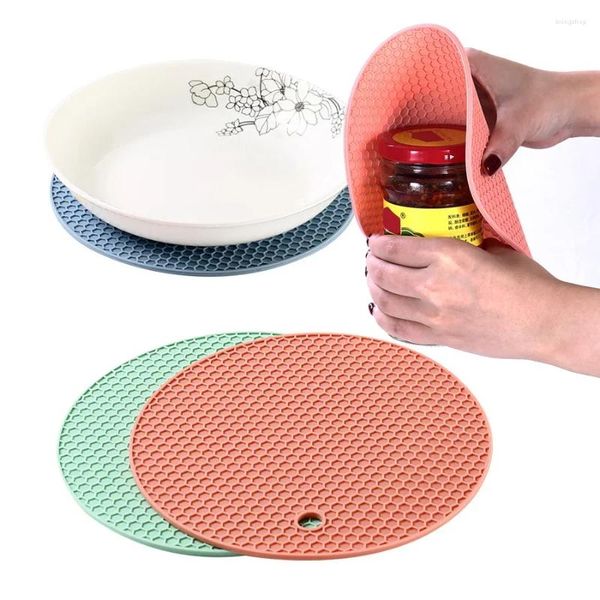 Alfombras de mesa Matín de aislamiento resistente a la silicona resistente al calor para tazas Potholders Tableware no es deslizamiento flexible duradero económico