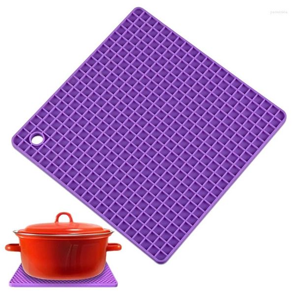 Alfombrillas de mesa Mat de silicona resistente al calor Trivet sin deslizamiento Plaza cuadrada Soporte cuadrado Ban