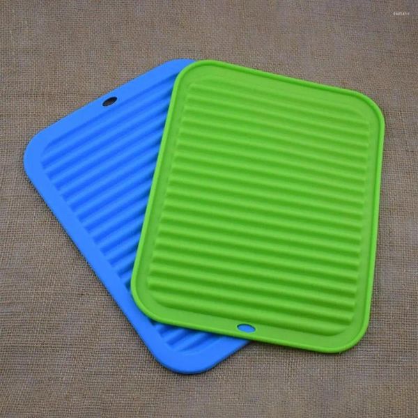 Tapis de Table en Silicone, tapis de drainage utile, antidérapant, résistant aux hautes températures, couleur vive, dessous de plat, tapis de séchage rectangulaire