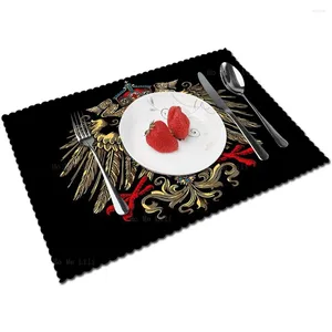 Table Mats Heraldic Royalty Empire allemand Eagle Arms Roaring Tiger Animals High School Text Graphic Polyester Tissu Placemats