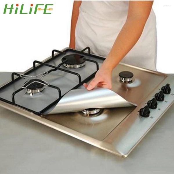 HILIFE – tapis de protection pour cuisinière à gaz, 6/8 pièces, en Fiber de verre réutilisable, antiadhésif, couvercle de brûleur, tapis de revêtement, outils de cuisine à domicile