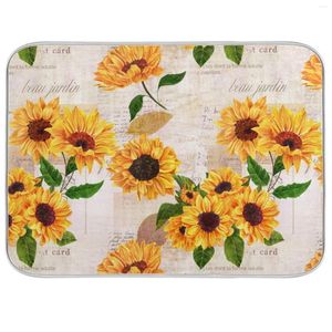 Tapis de table maison cuisine napperon imprimé tournesol microfibre séchage plat tapis antidérapant absorbant résistant à la chaleur vaisselle tampon