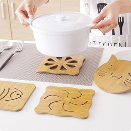 Tapetes de mesa para el hogar, estera aislante de dibujos animados de madera, olla antideslizante, almohadilla creativa para tazón de té, accesorios de cocina