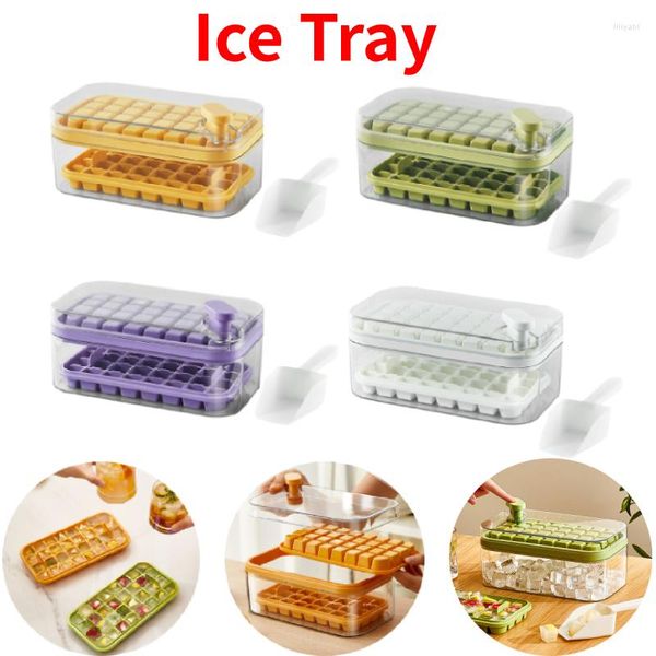 Manteles de mesa caja de hielo casera molde de bricolaje de doble capa con tapa y bandeja de cubo de pala almacenamiento duradero suministros de cocina para el hogar