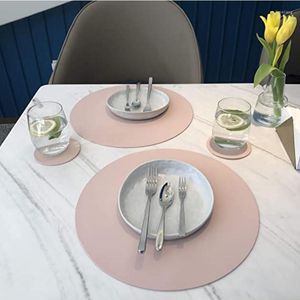 Tafelmatten inyahome roze pu home placemats en onderzetters zetten wasbare ronde mat waterdichte koffiebestendige plek