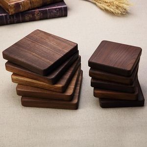 Tapis de Table en bois naturel de Style japonais, épais, résistant à la chaleur, vaisselle carrée créative, napperon, sous-verres en bois, tapis pour Pot/bol