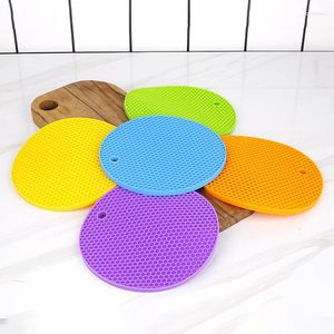 Tapis de table Cuisine Décoration Ronde En Nid D'abeille Antidérapant Résistant À La Chaleur Silicone Bol Pad Pot Titulaire 6 pcs/lot